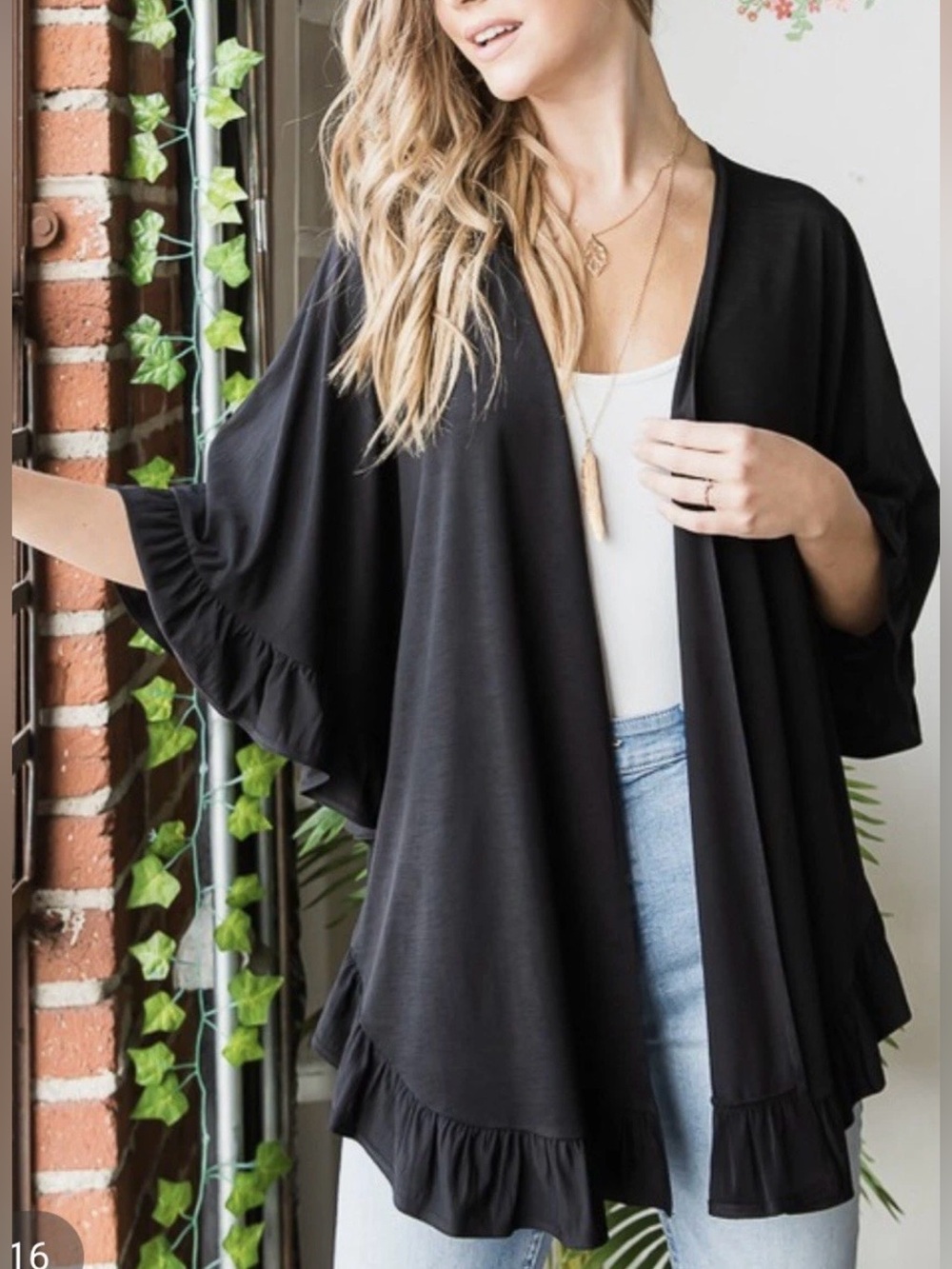Roma Ruffle Cardigan -Black